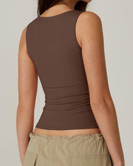 Basic Square Neck Sleeveless Double-Layer Tank Tops Shaping Vest