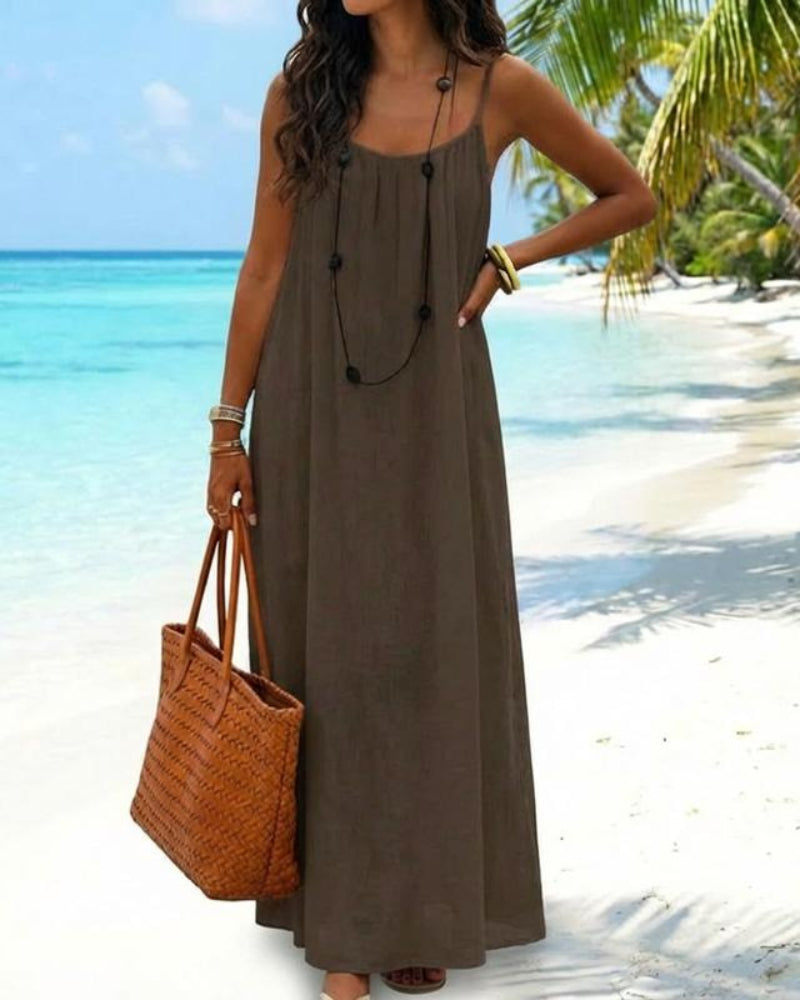 Womens Sleeveless Cami Lounge Maxi Dress Solid Color  Sleepwear