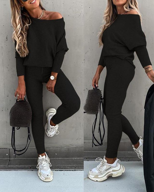 Cozy Fall Lounge Set – Soft Pullover & Drawstring Pants
