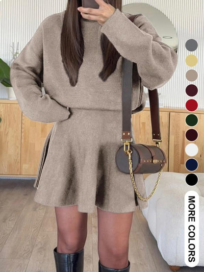 Women's Half-High Neck Long Sleeve Loose Knit Dress