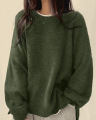 Women’s Split Hem Knit Sweater – Casual Fall & Winter Top