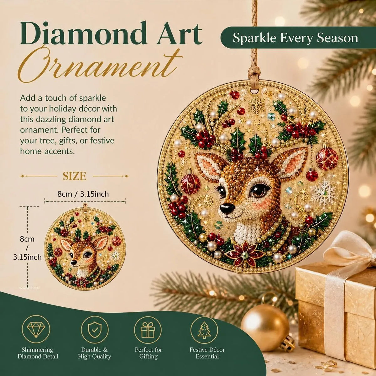 6 Pack Christmas Diamond Painting Ornament Kit – DIY Handmade Decorations