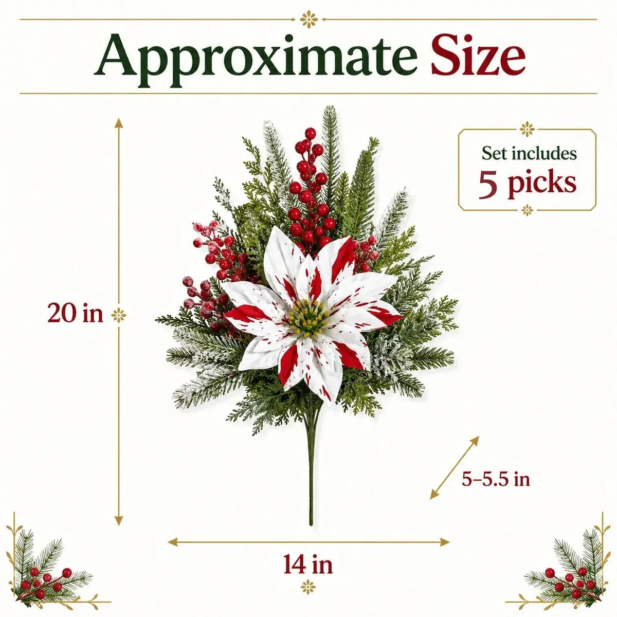 🎉❀Last Day 50% OFF🔥Christmas Poinsettia Planter Inserts(SET INCLUDES 6 PICKS)