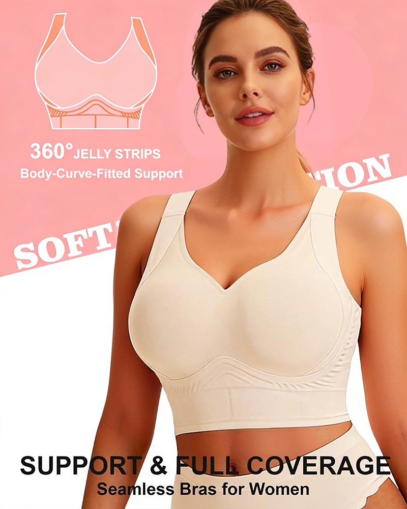Plus Size Back Smoothing Seamless Push Up Jelly Bra