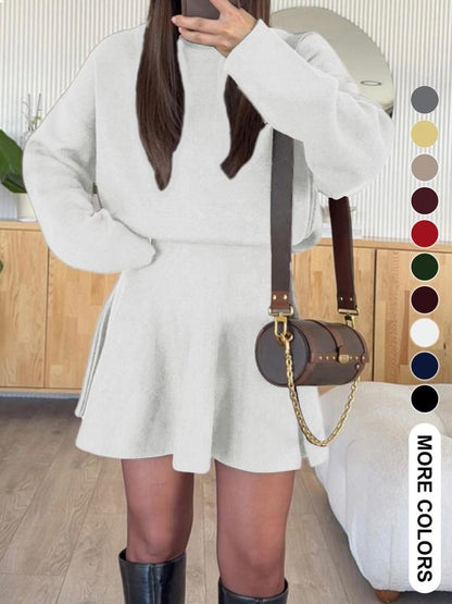 Women's Half-High Neck Long Sleeve Loose Knit Dress