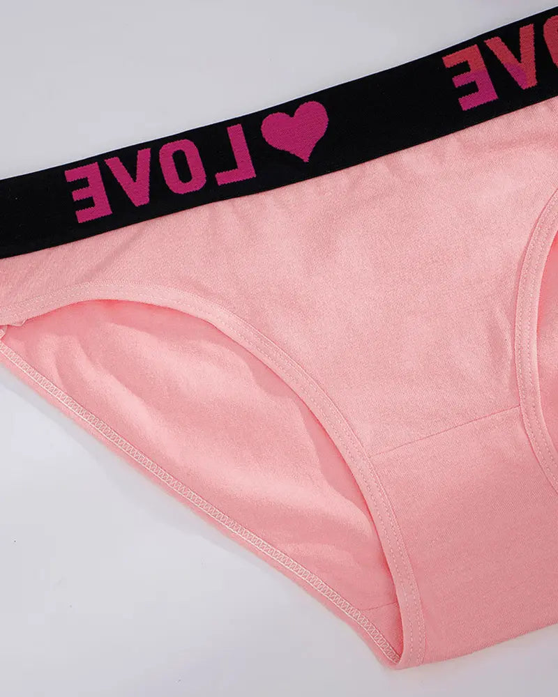 Women's High Rise Love Letter Tape Panties（6 Pack）