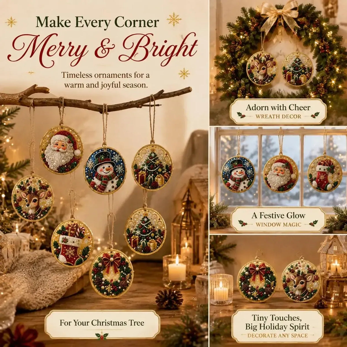 6 Pack Christmas Diamond Painting Ornament Kit – DIY Handmade Decorations