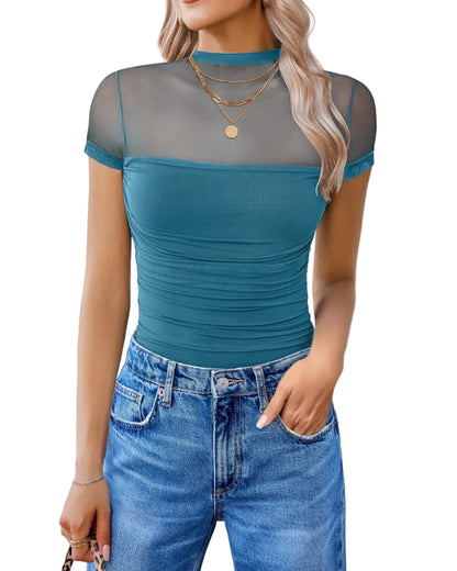 Women's Mesh Short Sleeve Bodysuit