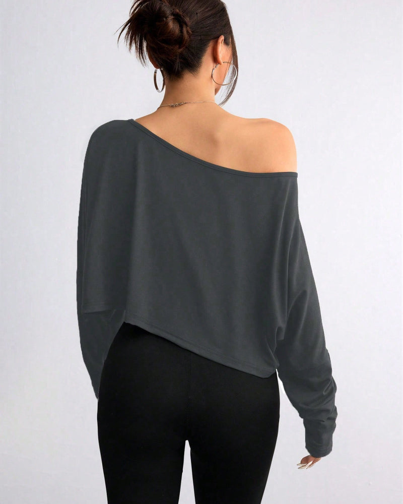 Women's Solid Off Shoulder Tee For All Seasons