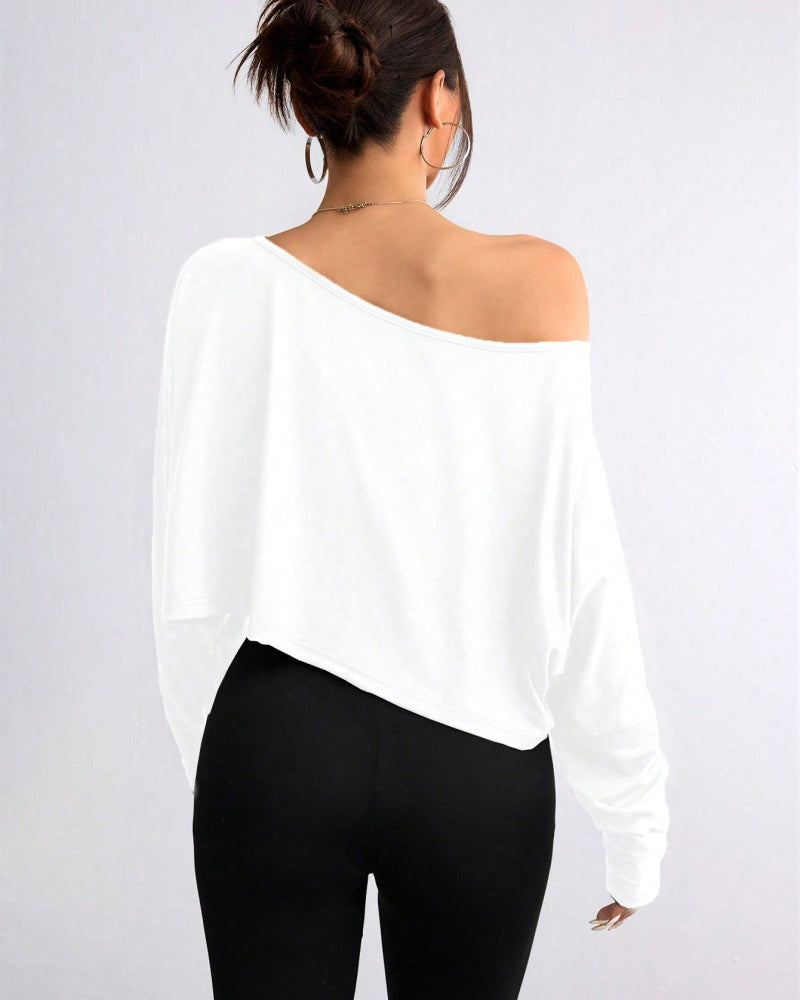 Women's Solid Off Shoulder Tee For All Seasons