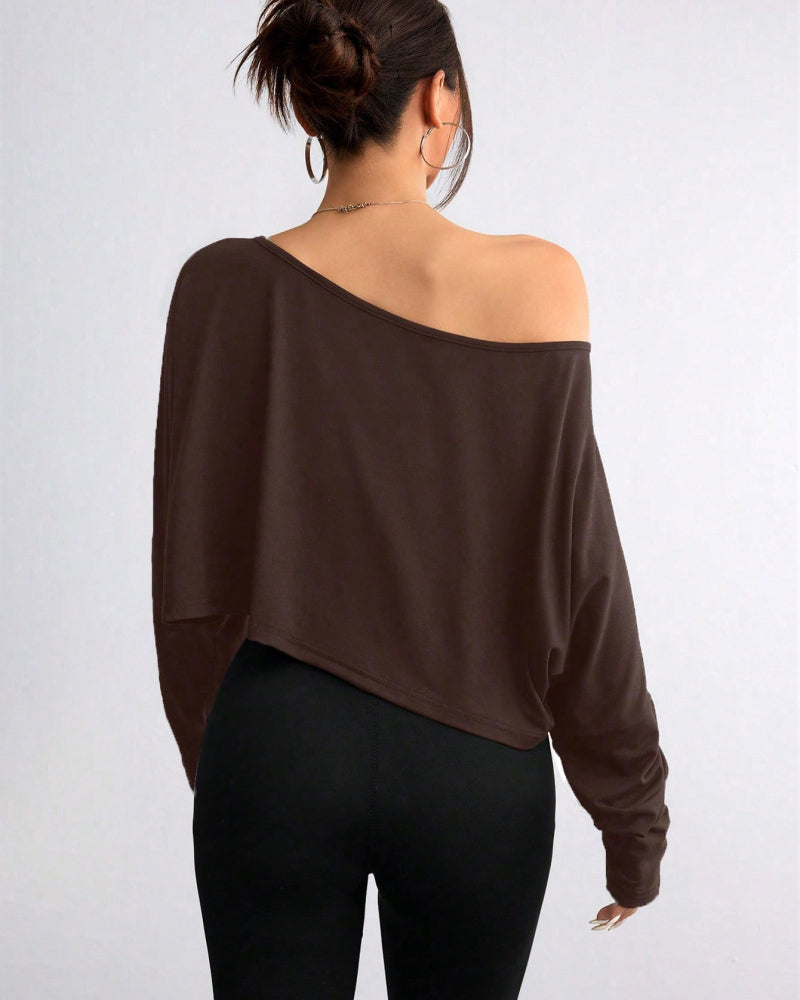 Women's Solid Off Shoulder Tee For All Seasons
