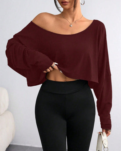 Women's Solid Off Shoulder Tee For All Seasons