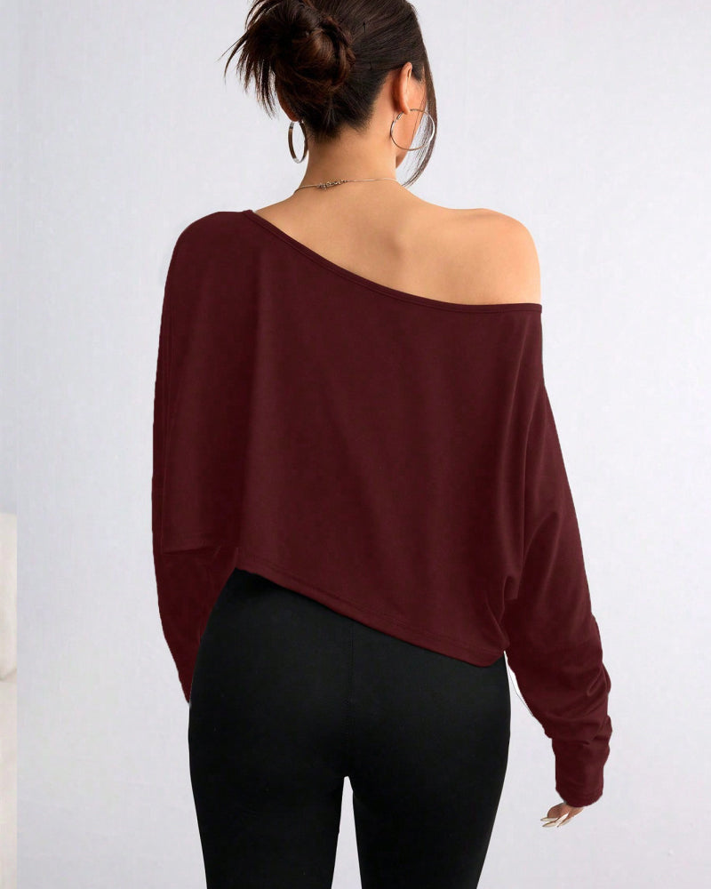 Women's Solid Off Shoulder Tee For All Seasons