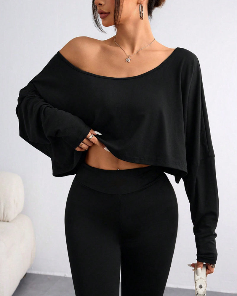 Women's Solid Off Shoulder Tee For All Seasons
