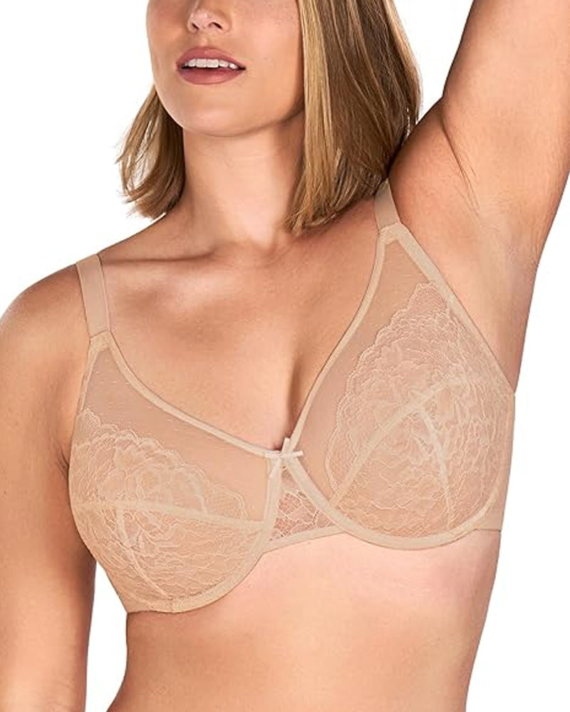 Full Coverage Lace Minimizer Bra - Petal