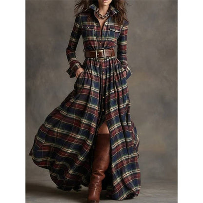 Vintage Plaid Long Dress - Faire