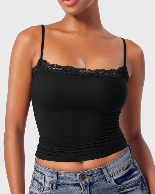 Padded Lace Cami Top Double Lined Sexy Tank Top