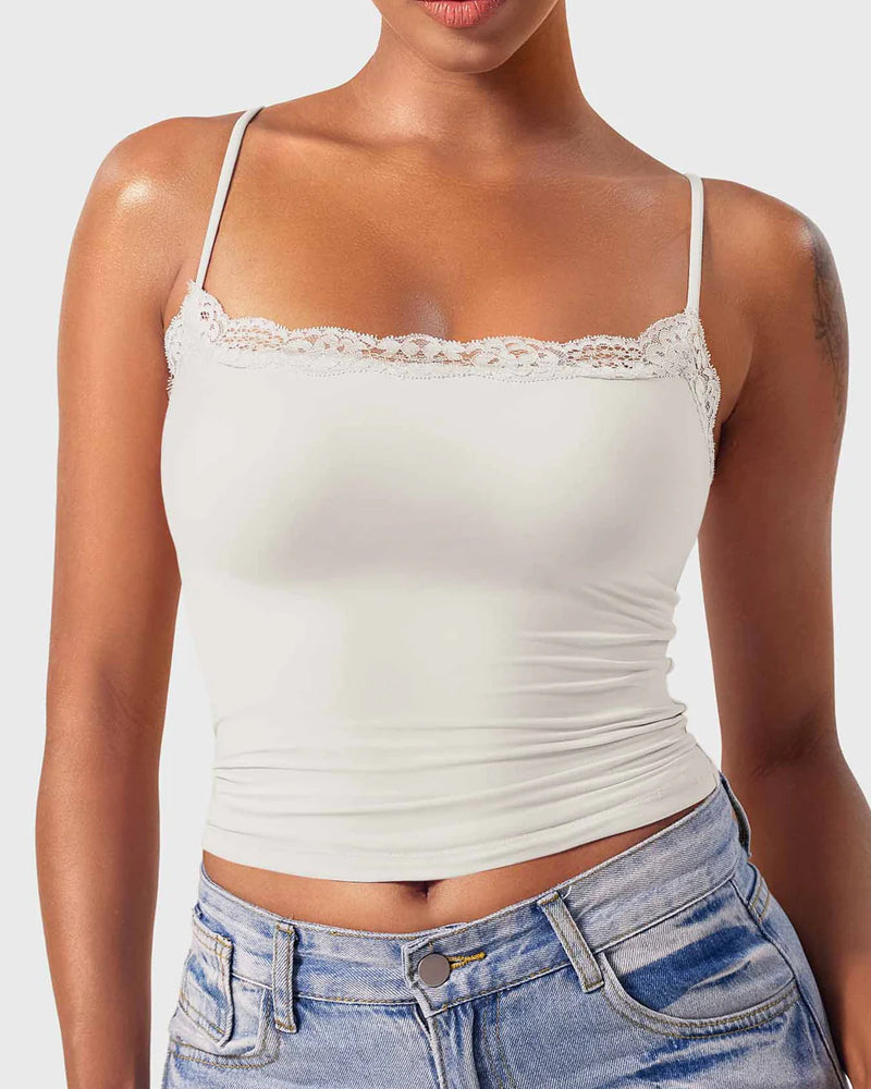 Padded Lace Cami Top Double Lined Sexy Tank Top