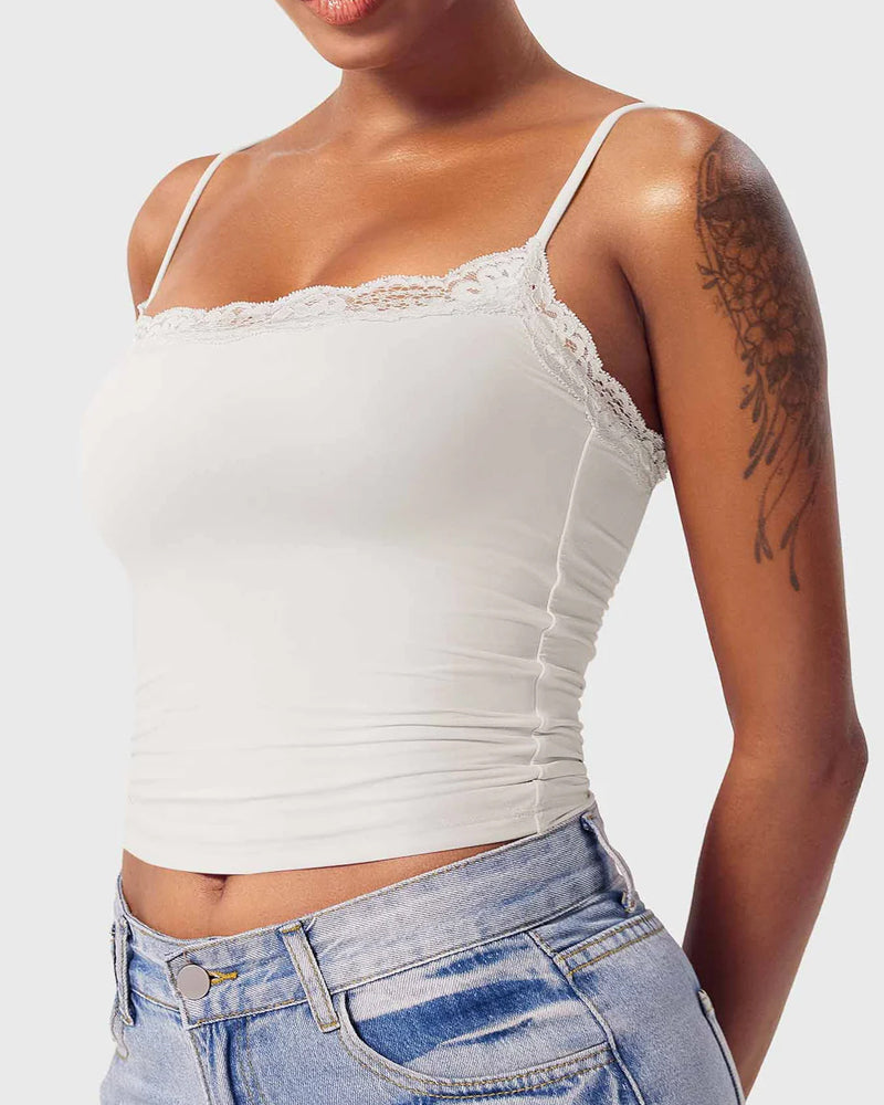 Padded Lace Cami Top Double Lined Sexy Tank Top