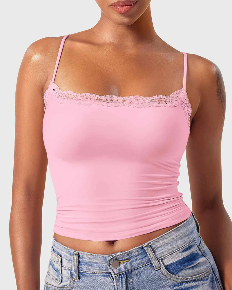 Padded Lace Cami Top Double Lined Sexy Tank Top