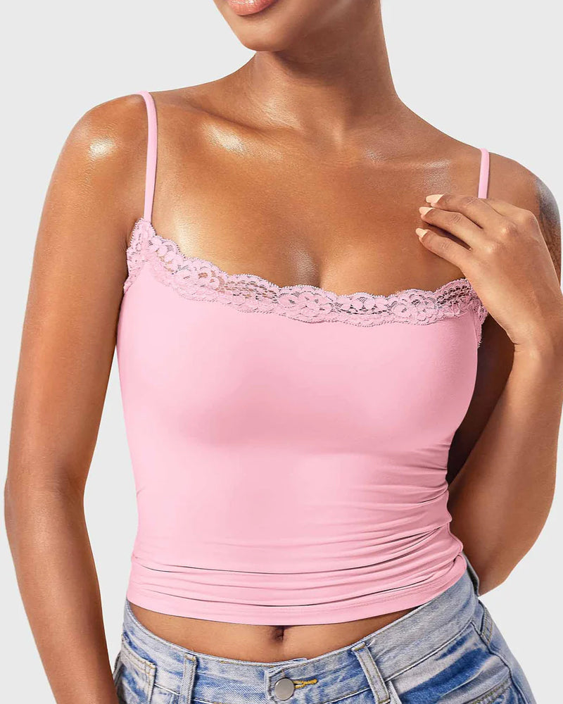 Padded Lace Cami Top Double Lined Sexy Tank Top