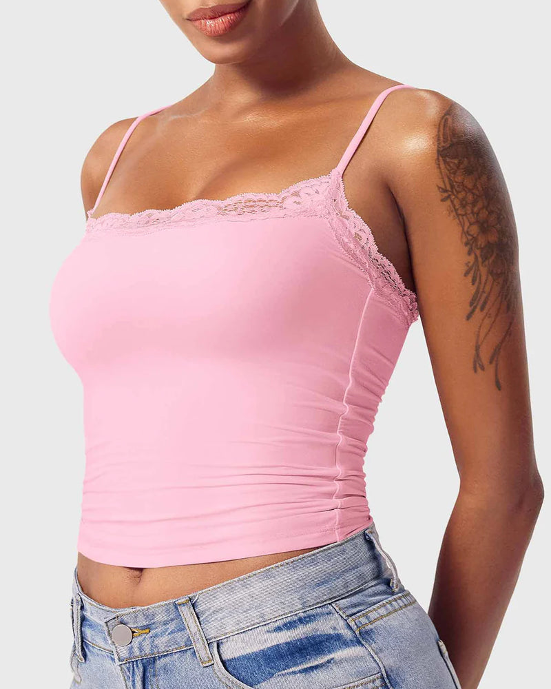 Padded Lace Cami Top Double Lined Sexy Tank Top