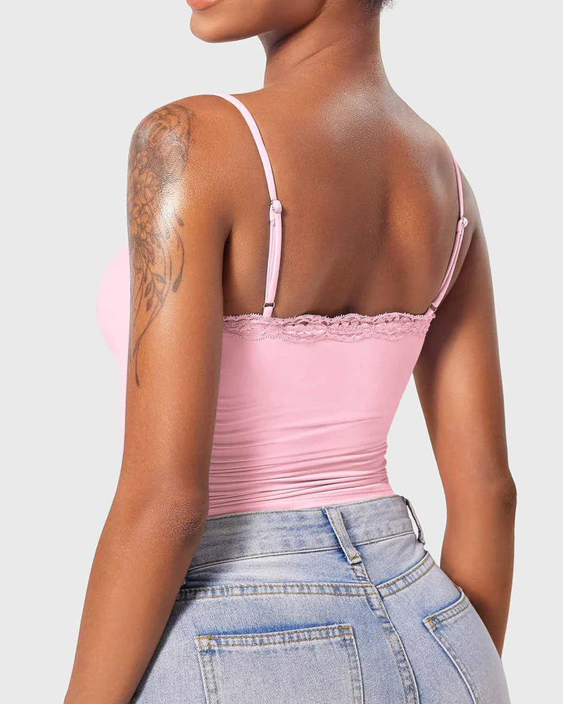 Padded Lace Cami Top Double Lined Sexy Tank Top