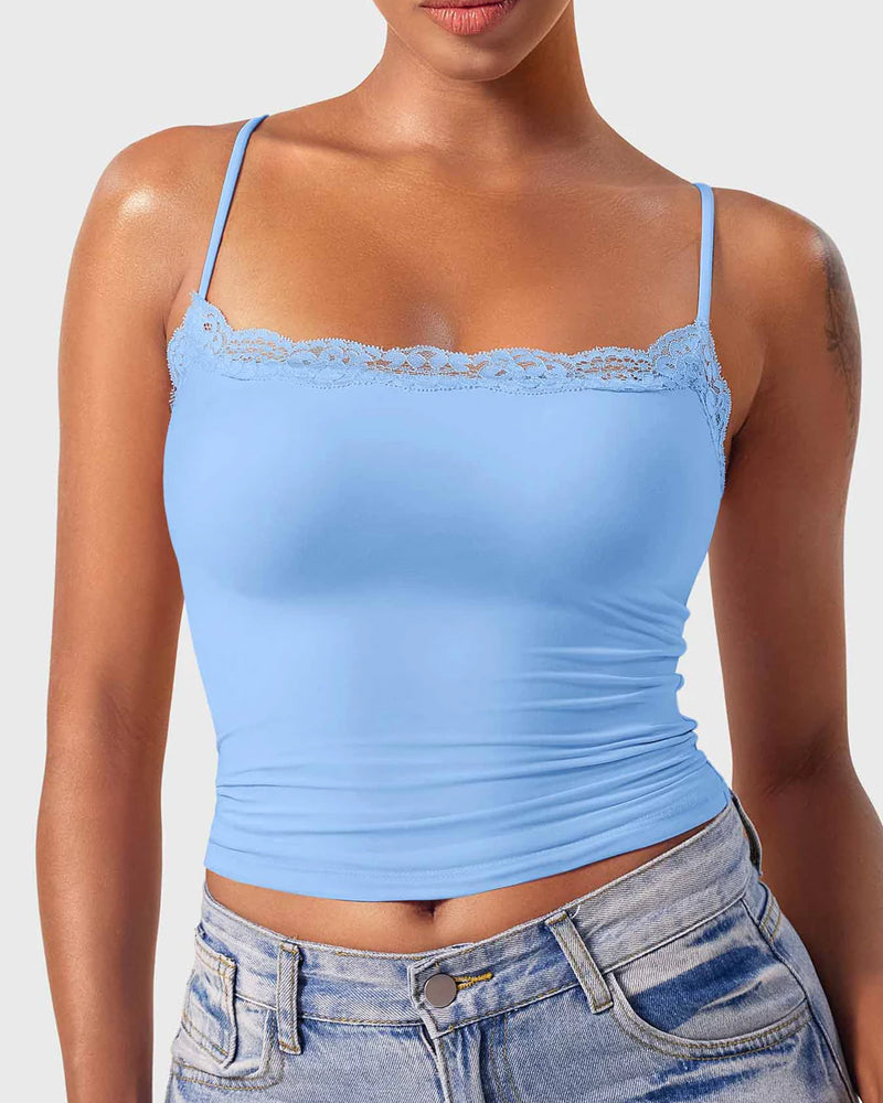 Padded Lace Cami Top Double Lined Sexy Tank Top