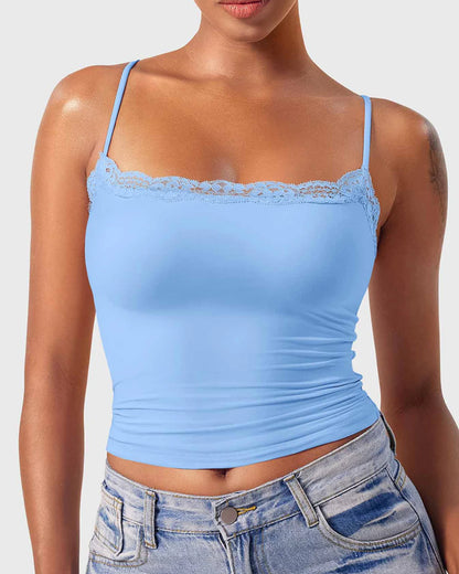 Padded Lace Cami Top Double Lined Sexy Tank Top