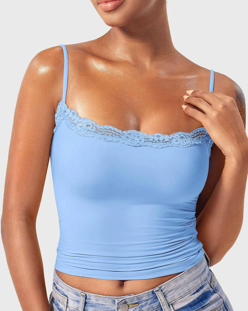 Padded Lace Cami Top Double Lined Sexy Tank Top
