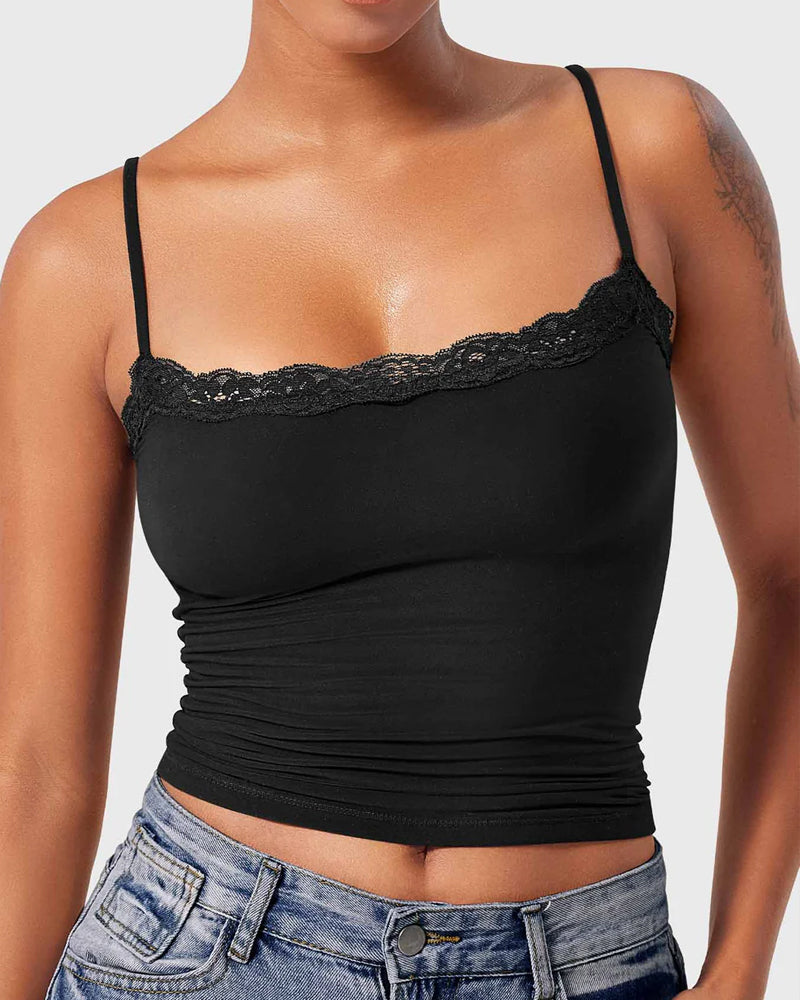 Padded Lace Cami Top Double Lined Sexy Tank Top