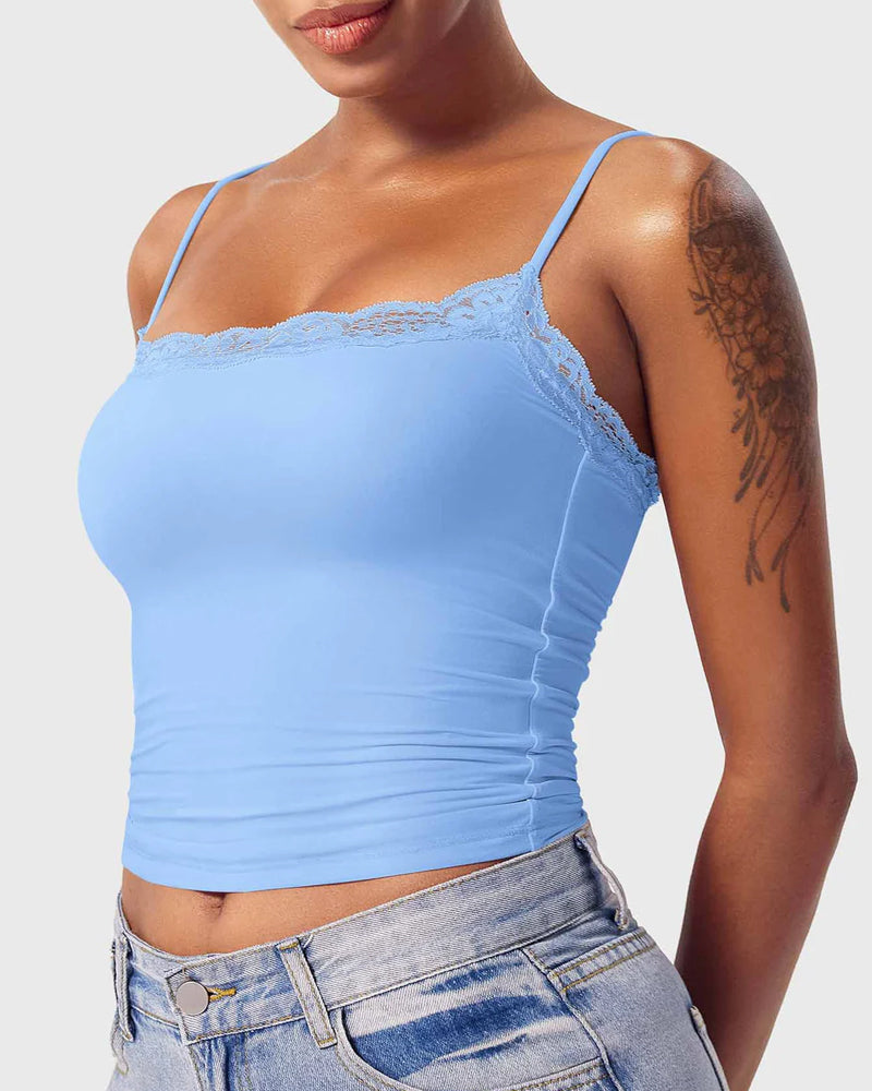 Padded Lace Cami Top Double Lined Sexy Tank Top