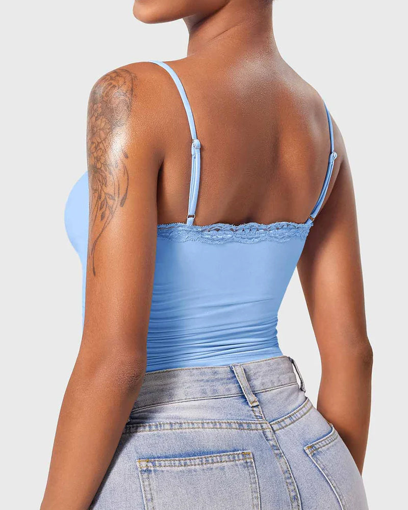 Padded Lace Cami Top Double Lined Sexy Tank Top
