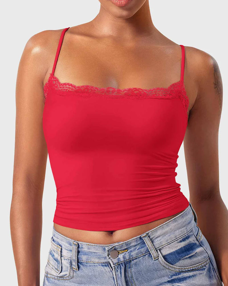 Padded Lace Cami Top Double Lined Sexy Tank Top