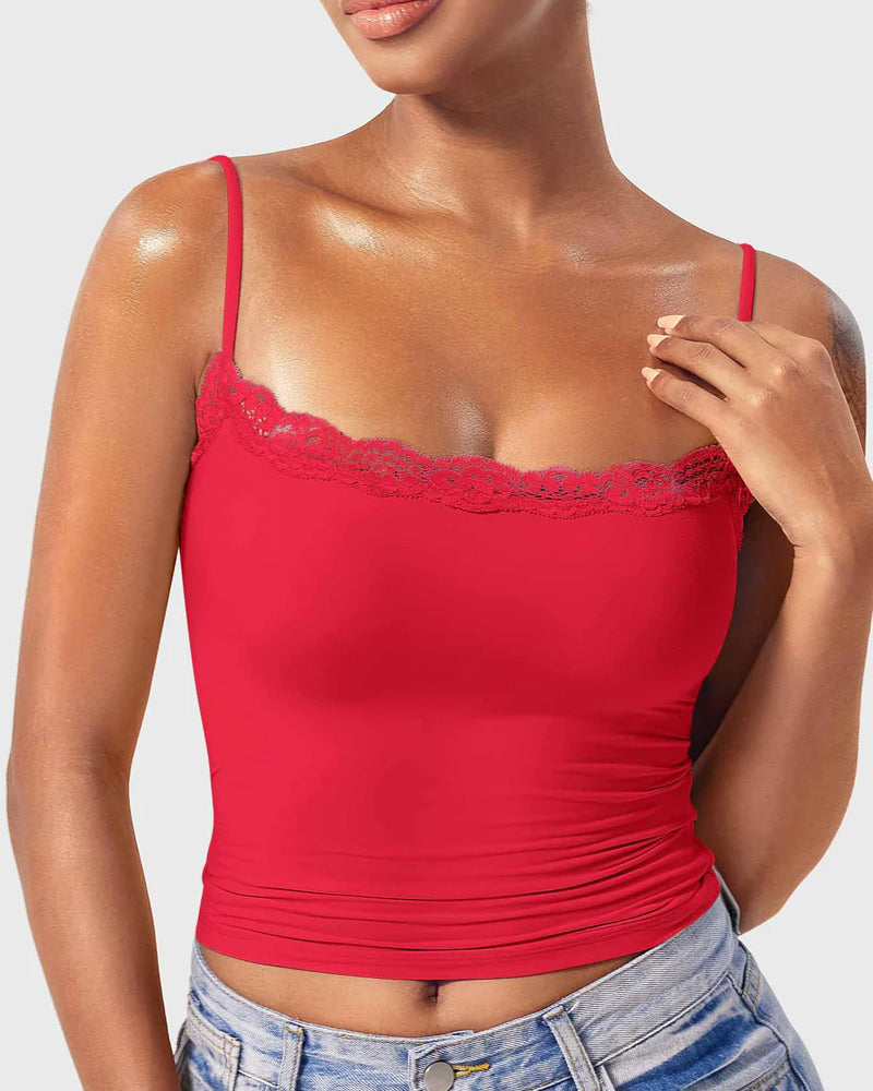 Padded Lace Cami Top Double Lined Sexy Tank Top