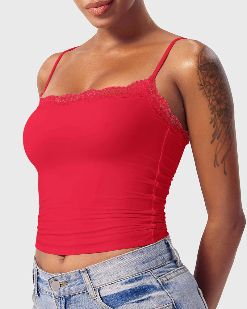 Padded Lace Cami Top Double Lined Sexy Tank Top