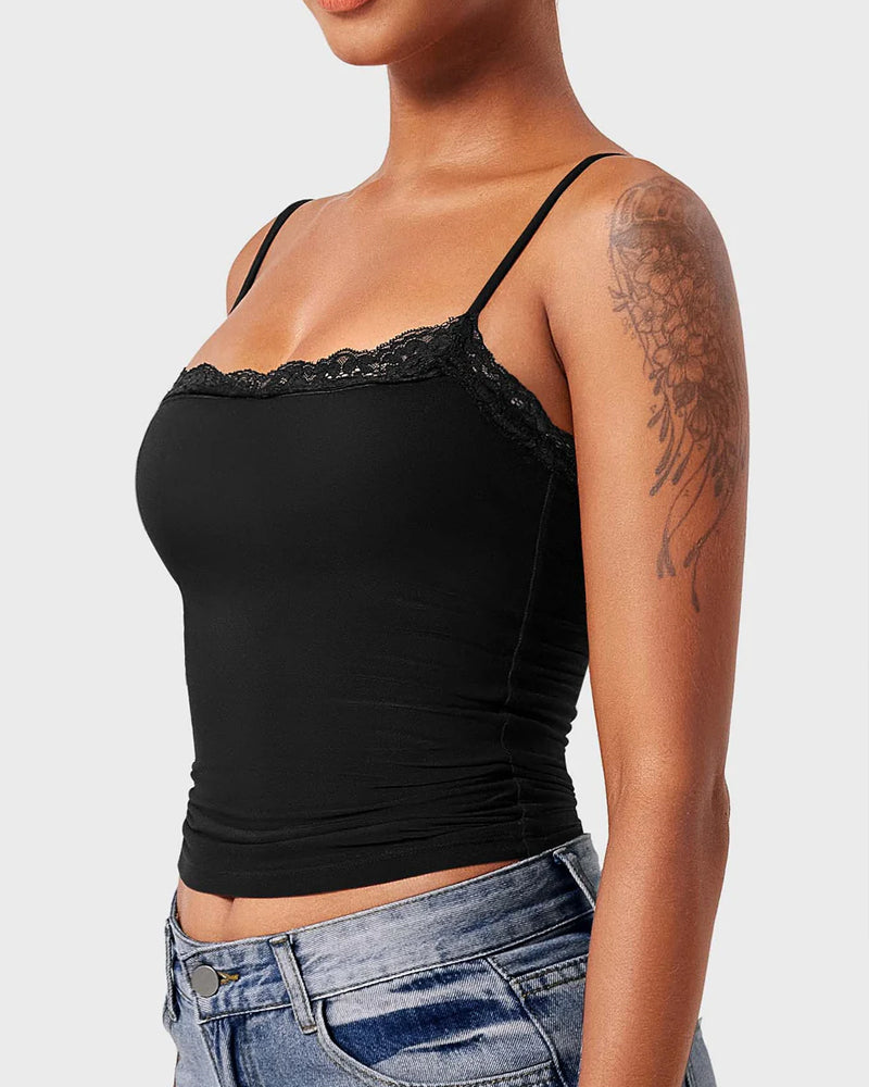 Padded Lace Cami Top Double Lined Sexy Tank Top