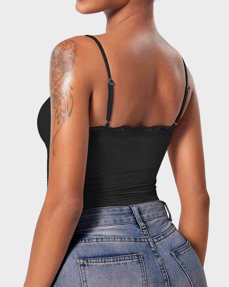 Padded Lace Cami Top Double Lined Sexy Tank Top