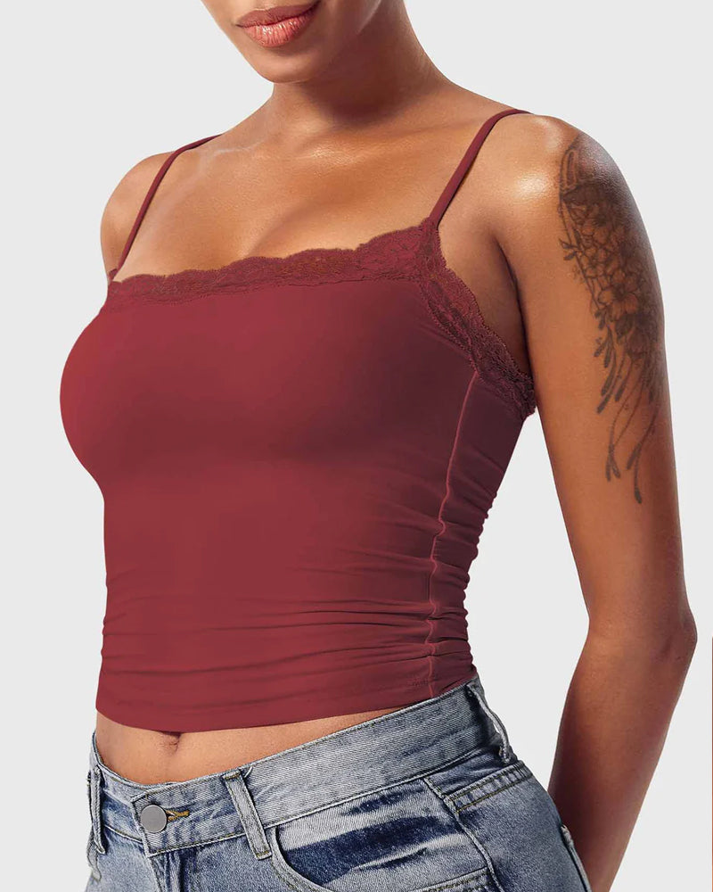 Padded Lace Cami Top Double Lined Sexy Tank Top