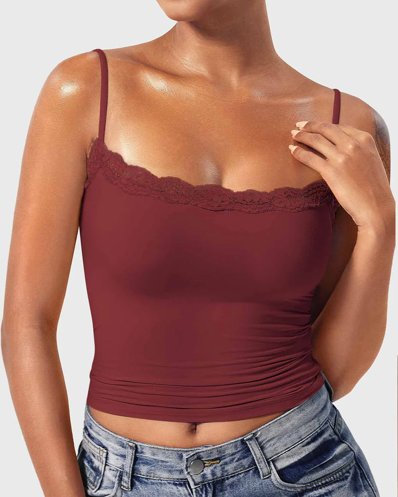 Padded Lace Cami Top Double Lined Sexy Tank Top