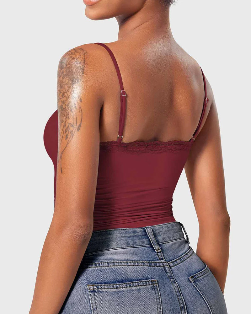 Padded Lace Cami Top Double Lined Sexy Tank Top
