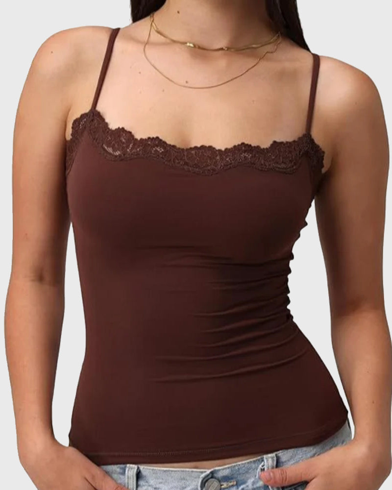 Padded Lace Cami Top Double Lined Sexy Tank Top