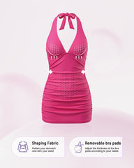 Halter V-Neck Tummy Control Swim Dress