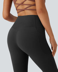 High Waisted Tummy Control Pocket Shaping Yoga Bootcut Leggings