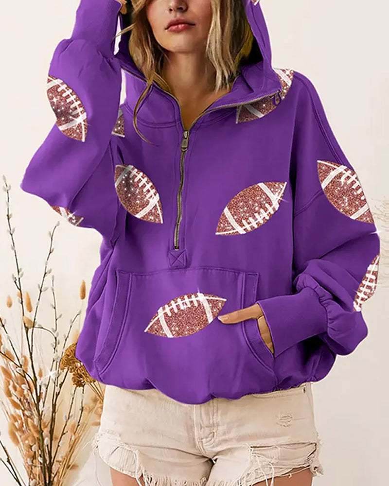 Womens Game Day Sweatshirts Football Sequin Hoodies