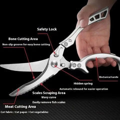 Kitchen Shears with Slip Handle & Safety Lock