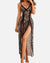 Camisón sexy de malla con escote en V y abertura lateral 
