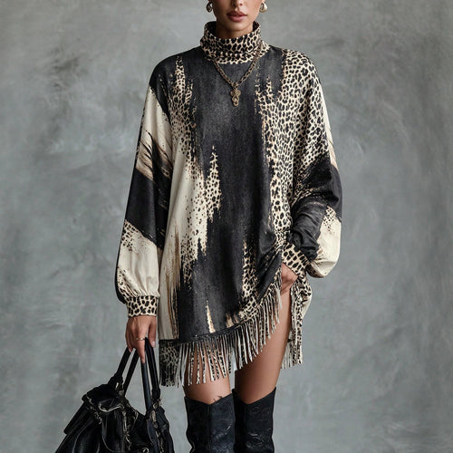 Loose Vintage High-Street Fall Winter Sweater Dress