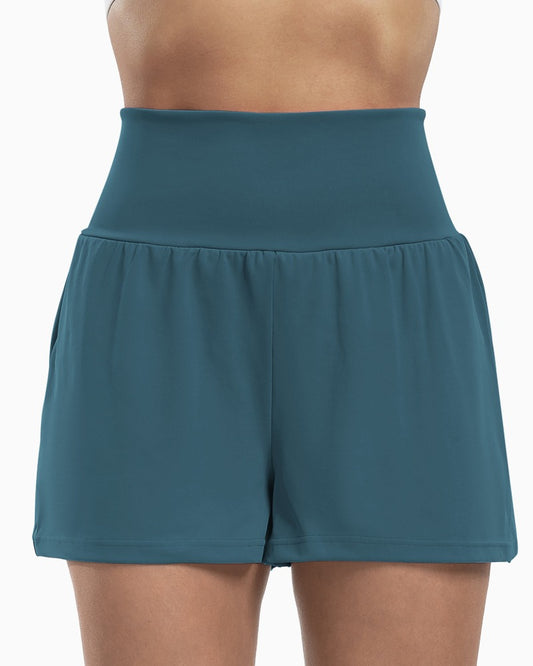 Super High Waisted Back Pocket & Side Hidden Pocket 2-in-1 Yoga Shorts