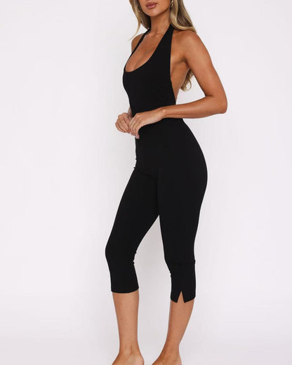 Women Sleeveless Bodycon Capri Jumpsuit